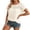 Beige, variant on Womens Texture Tops Summer Crewneck Short Sleeve Crochet Eyelet T-Shirts Casual Loose Solid Color Blouses Going Out Work