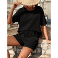 thumbnail image 4 of EASYBRA Women Batwing Sleeve Shirt and Shorts Set Casual Two Piece Summer Outfit, 4 of 5