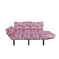 thumbnail image 2 of Garden Art Futon Couch, Sketch Petals Background with Pastel Tones Monochrome Flower Motifs, Daybed with Metal Frame Upholstered Sofa for Living Dorm, Loveseat, Pink Grey and White, by Ambesonne, 2 of 4