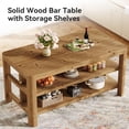 thumbnail image 6 of Finmind  Solid Wood Kitchen Island with Storage Shelves,  63-Inch Farmhouse Island Table with Seating, Counter Height Bar Table for Kitchen, Dining Room, Natural Wood, 6 of 9