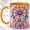 Orange, variant on Rainbow Dream Catcher Coffee Mug, Boho Floral Mug, Ceramic 11 oz