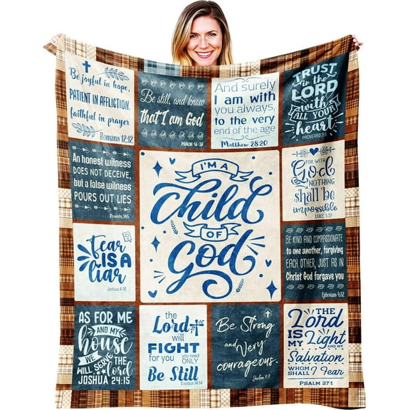 Chrid Christian Gifts for Women - Religious Gifts Blankets - I Am a Child of God Throw 60"X50" - Christian Gift Prayer Blanket - Christian Christmas Birthday Gifts - Bible Verses Catholic Gifts