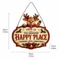 thumbnail image 2 of Christmas Happy Place Wooden Hanging Sign, Retro‑Style Xmas Front‑Door Plaque, Eye‑Catching Festive Hanging Ornament, Weather‑Resistant Wooden Build, 2 of 3