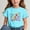 Sky Blue, variant on Frwgonr Girls Stretchy T-Shirts Short Sleeve Girls Casual Shirts Graphic Tops Back of School Clothes Sky Blue, Size 3-15 Years