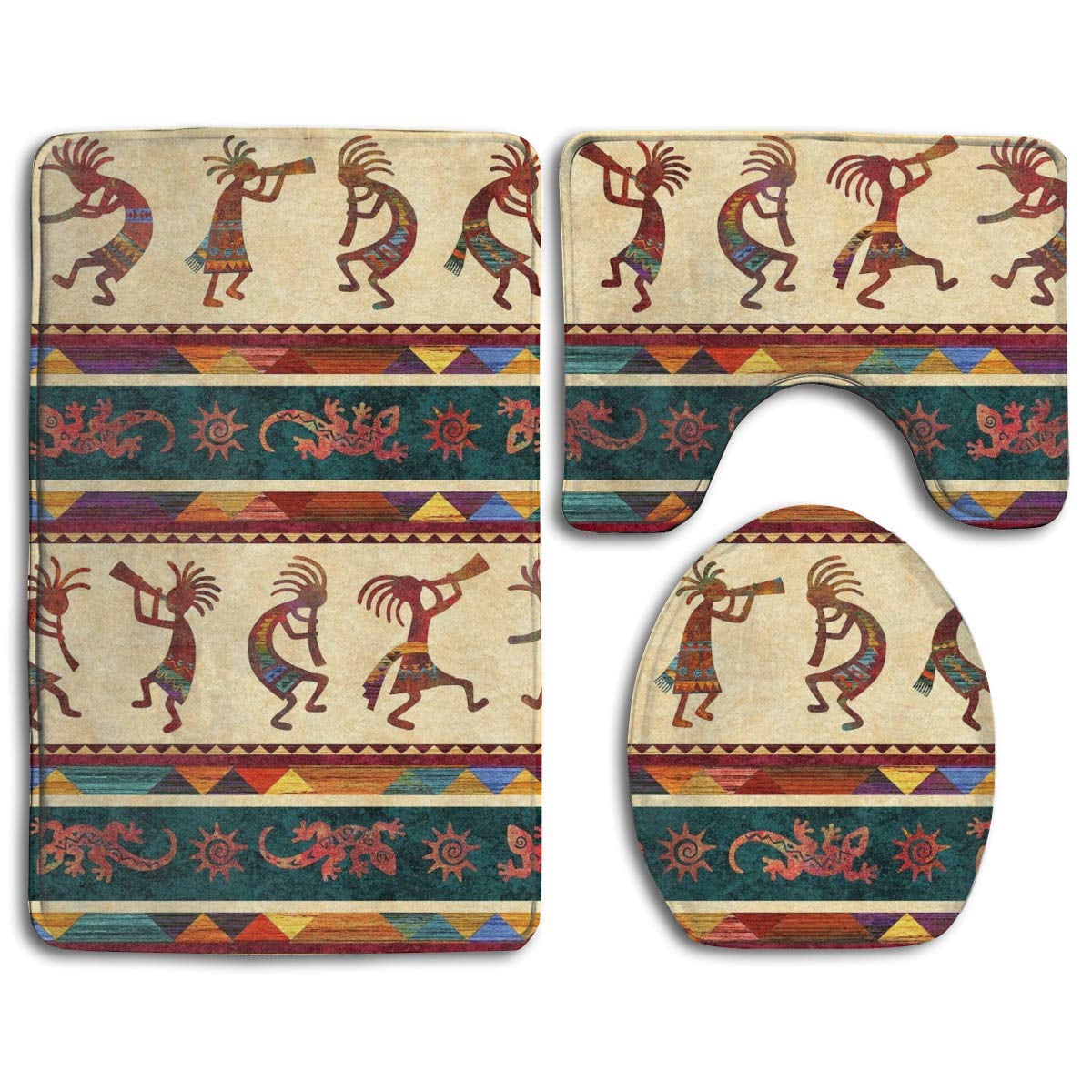 GOHAO Southwest Tribe Decoratives 3 Piece Bathroom Rugs Set Bath Rug