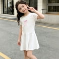 thumbnail image 4 of Amidoa Girls Summer Dresses Short Sleeve Bowknot A-Line Dresses Kids Casual Cotton Print Sundress White Size 4T, 4 of 8