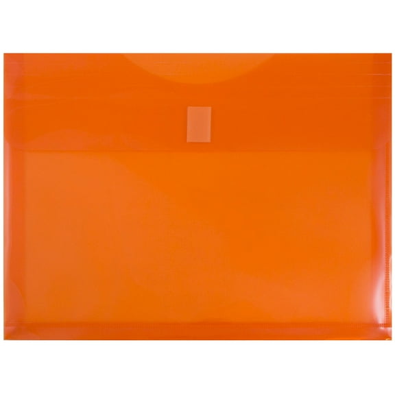 JAM Paper Plastic Expansion Envelopes, Hook & Loop, Letter Booklet, 9 3/4 x 13, 1 in Expansion, Orange, 3/Pack