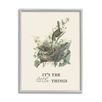Stupell Industries It's The Little Things Bird Nest Graphic Art Gray Framed Art Print Wall Art, Design by Lil' Rue