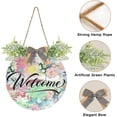 thumbnail image 2 of Coolnut Flower Welcome Sign for Front Door, Rustic Wooden Wall Sign with Artificial Leaves for Home Farmhouse Porch, 12" Round Home Decor, 2 of 7