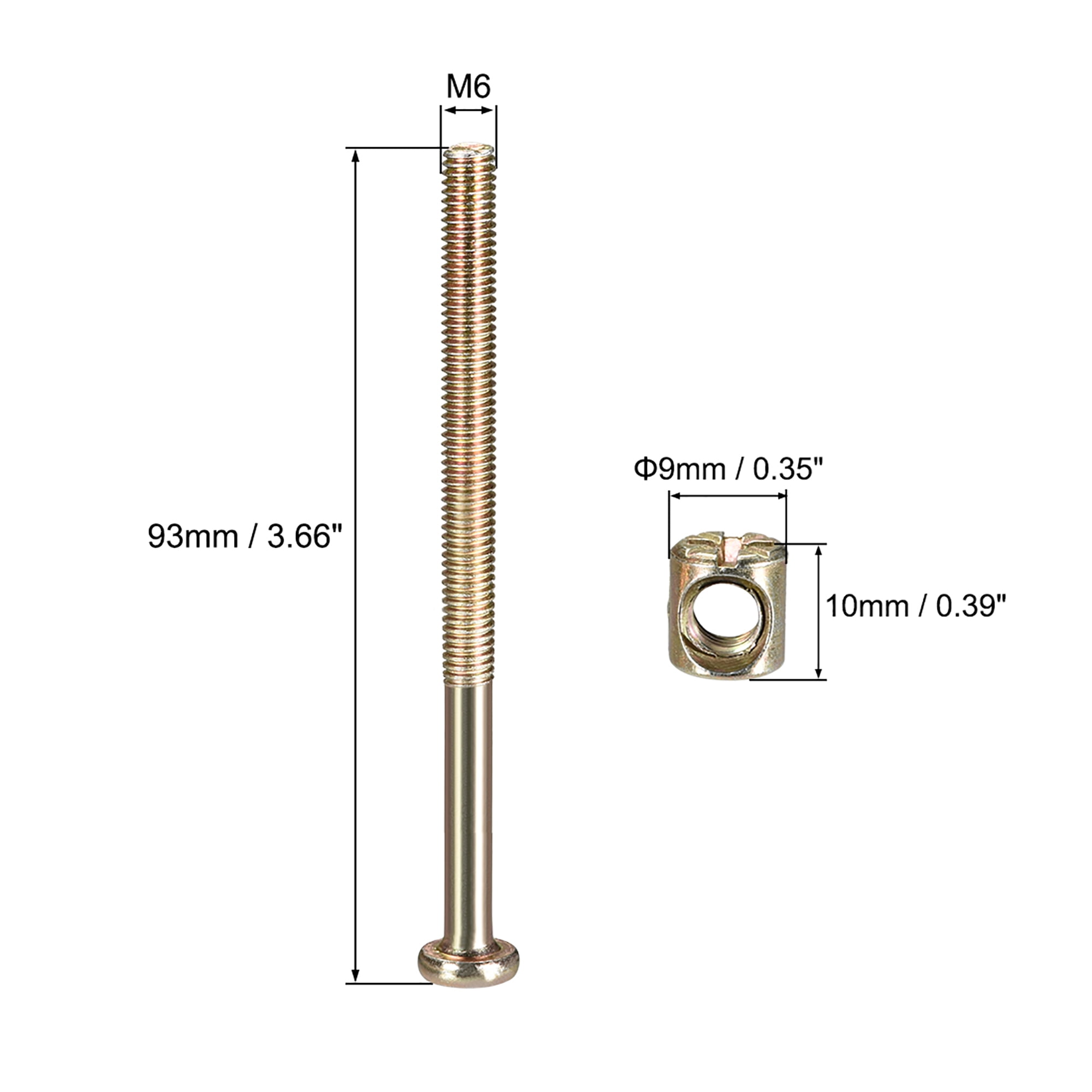 M6 x 90mm Furniture Bolts Nut Set Hex Socket Screw with Barrel Nuts Phillips-Slotted Zinc Plated 20Sets