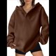thumbnail image 3 of Sudadera con Capucha de Gran Tamaño para Mujer, Cuello en V, Forro , Larga, Estilo Y2K, Ropa de Otoño A Marrón Oscuro M, 3 of 9