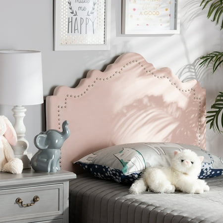 Pink Tufted Headboard Twin Baxton Studio Nadeen Modern and Contemporary Light Pink Velvet Fabric Upholstered Twin Size Headboard ()