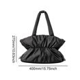 thumbnail image 3 of Bolso Hobo de plumón para mujer, bolso de mano acolchado con cordón, bolso de viaje holgado (negro), 3 of 9