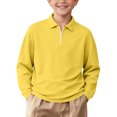thumbnail image 2 of LUGOGNE Girls Boys Pullover Sweatshirt Quarter Zip Long Sleeve Collar Sweatshirts Kids Comfortable Fall Winter Casual School Uniform Outfits Yellow,11-12Years, 2 of 9