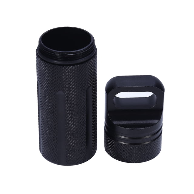 Étui de Rangement Étanche pour Pilules, Porte-Clés Étanche d'Extérieur, Rangement de Médicaments, Porte-Pilules, Contenant Scellé, Noir