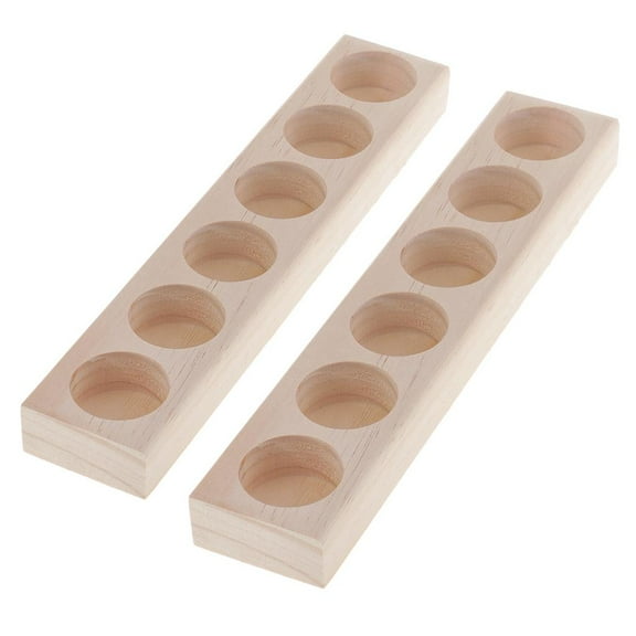 2Pcs Wood Essential Oil Display Stand, Oil Bottle Display Storage Organizer Container, Oil Rack Holder - Holds 6 Oil Bottles, Display Holder