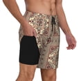 thumbnail image 3 of Picia Fashion Tatreez1 pattern Mens Swim Trunks with Compression Liner Stretch Beach Shorts Quick Dry with Zipper Pockets No-Chafing Board Shorts-X-Large, 3 of 9