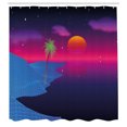 thumbnail image 2 of Ambesonne Synthwave Shower Curtain, Retrowave Beach and Sun, 69"Wx70"L, Indigo and Multicolor, 2 of 4