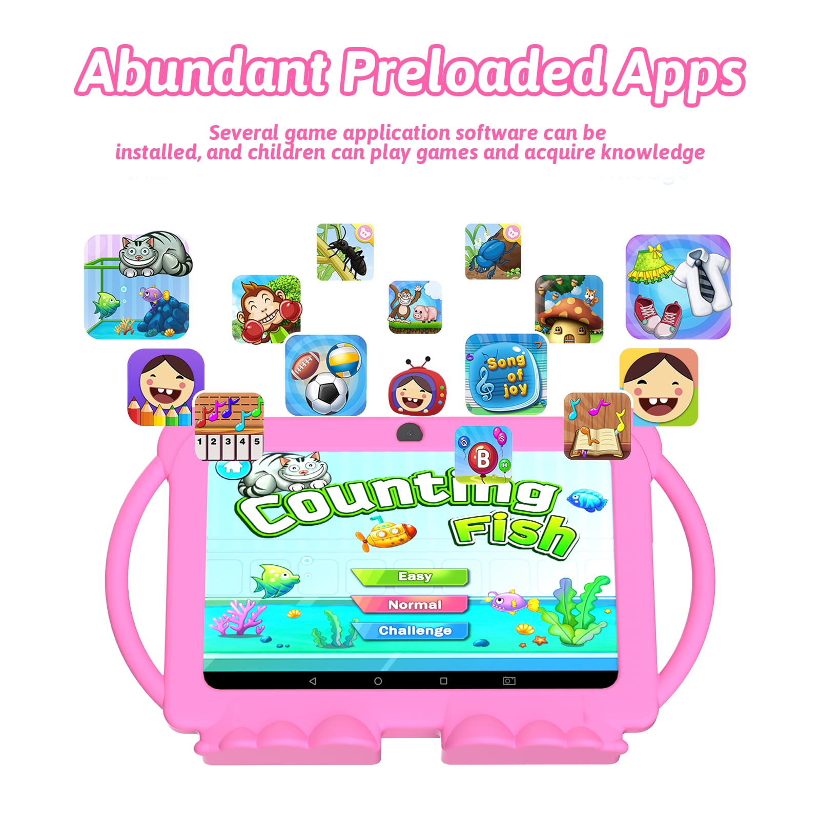 Kids Tablet 7 inch Android 12 Tablet for Kids, 4GB RAM 32GB ROM Quad Core Toddler Tablet with Shockproof Case, Parental Control, WiFi, Bluetooth, 3000mAh Battery, Dual Camera, Educational, Games