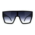 thumbnail image 1 of SA106 80s Flat Top Shield Robotic Plastic Sunglasses Shiny Black, 1 of 4