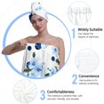 thumbnail image 6 of Colevkie Women 2 Pieces Bath Wrap Set Bath Towel & Hair Drying Cap for Bathroom Home Use Travel Adjustable Portable Absorbent Quick Drying Beach Towel Shower Cap Printed Blueberries Pattern, 6 of 8