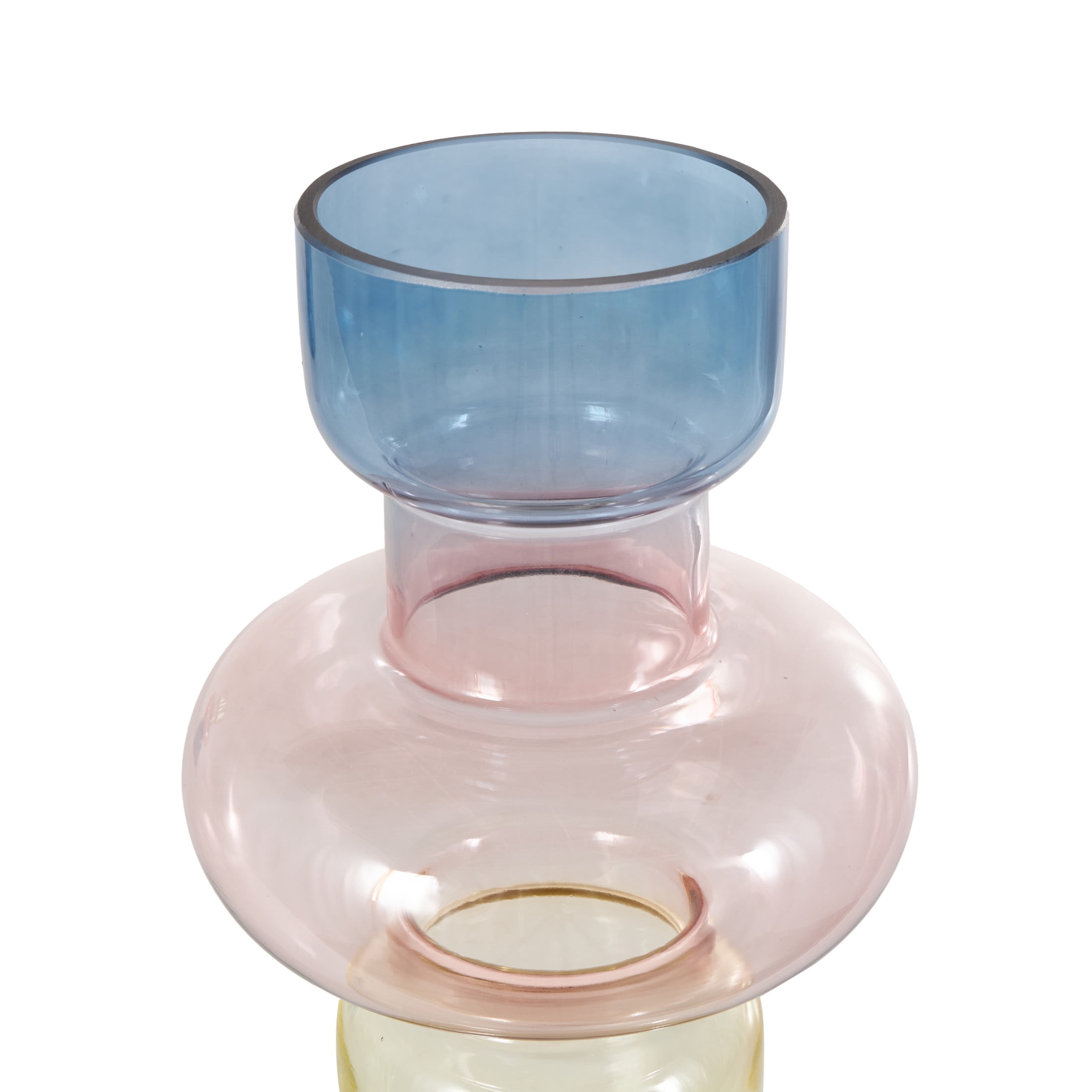 DecMode 7"W, 12"H Geometric Ombre Multi Colored Glass Vase, Set of 2