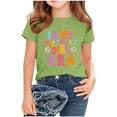 thumbnail image 4 of Spazoro Toddler Girls T-shirts, Summer School Season Printed Casual Crewneck Short Sleeve Tops Green Size 2-15T, 4 of 6