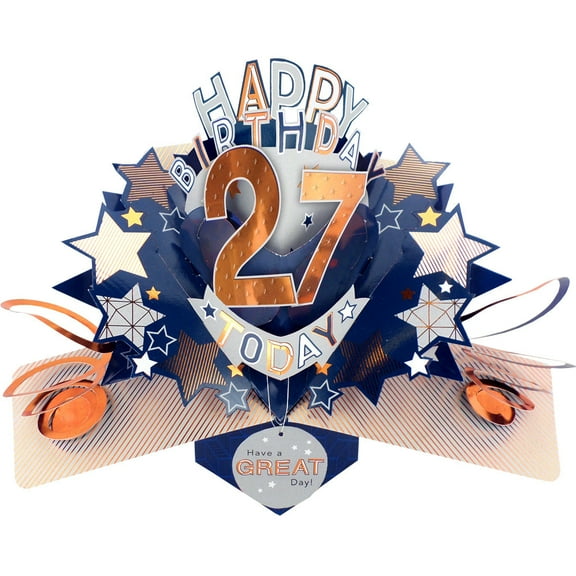 Happy 27th Birthday 27 Today Pop-Up Greeting Card Love Kate's Pop Up Cards Him