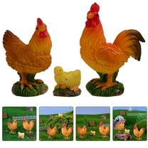 GOOHOCHY Assorted Color Miniature Chicken Figurines for Decor Realistic Resin Animal Statues 3pcs Set