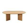 thumbnail image 2 of Tcbosik 39.3 inch Coffee Table, Oval Cocktail Table, Modern Center Table with Pedestal for Living Room, Bedroom, Oak, 2 of 9