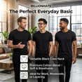 thumbnail image 3 of BILLIONHATS 3 Pack Mens Cotton Short Sleeve Lightweight T-Shirts, Bulk Crew Tees for Guys, Solid Bright Colors T-shirt Black, 3 of 8
