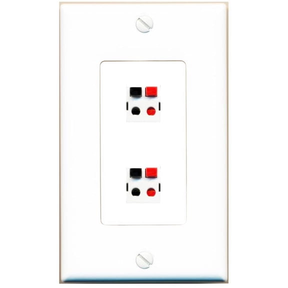 RiteAV 2 Port Speaker Jack Coupler Female-Female Wall Plate [White]