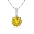 thumbnail image 1 of Angara Solitaire Naturel Pendentif Saphir Jaune Rond avec Balle en Diamant pour Femmes en Platine (Taille : 5mm / Grade : AAAA) / Pierre de Naissance de Septembre, Mariage, Anniversaire, Bijou Cadeau pour Femmes, 1 of 6