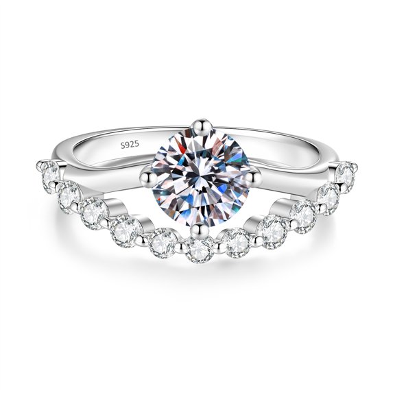Apaison Exquisite 1 Carat 6.5mm Moissanites Eternity Women Wedding Ring - Bridal Engagement 925 Sterling Silver Jewelry Gift