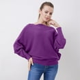thumbnail image 2 of UJNDER Fashion Off The Shoulder Bat Sleeve Long Sleeve Pullover Sweater for Women Purple One Size, 2 of 5