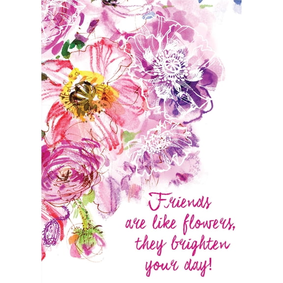 Shared Blessings Friendship Card with KJV Scripture, 1 Count, Friends are Like Flowers Watercolor Religious Celebrate and Thank Special Friendships