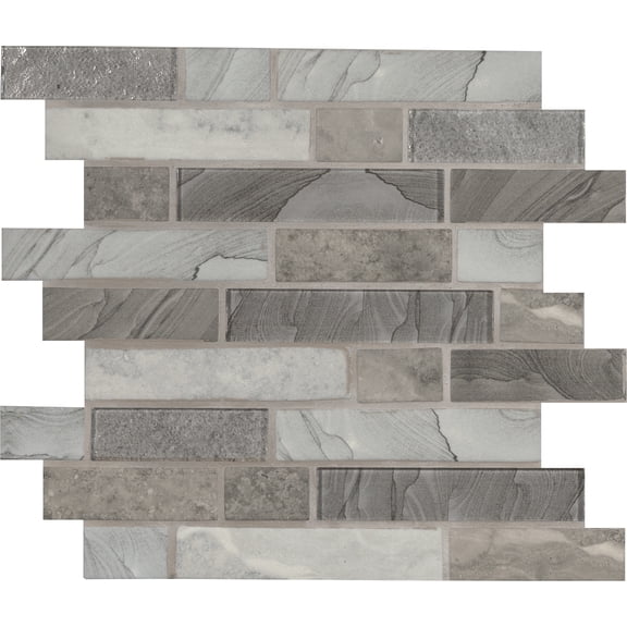 Tarvos Interlocking 11.81 in. x 11.81 in. x 6 mm Glass Mesh-Mounted Mosaic Tile (14.55 sq. ft. / case)