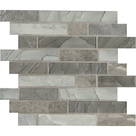 Tarvos Interlocking 11.81 in. x 11.81 in. x 6 mm Glass Mesh-Mounted Mosaic Tile (14.55 sq. ft. / case)