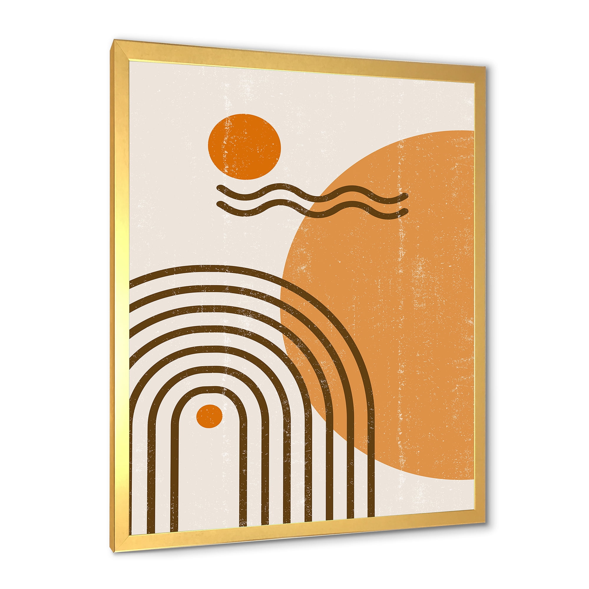 Designart 'Abstract Rainbow Moon and Sun In Earth Tones II' Modern Framed Art Print