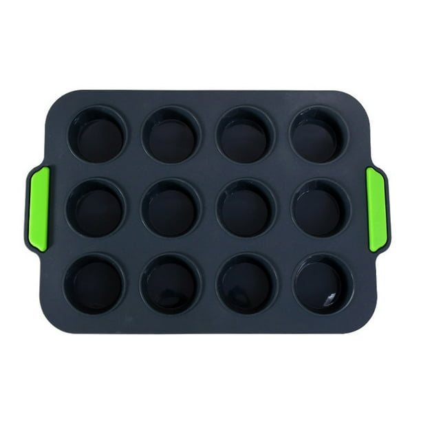 Kearding Molde para hornear magdalenas de silicona DIY de 12 rejillas, sartén antiadherente resistente al calor, utensilios para hornear postres, bandeja Almacenamiento y organización del hogar Kearding HA023195-00