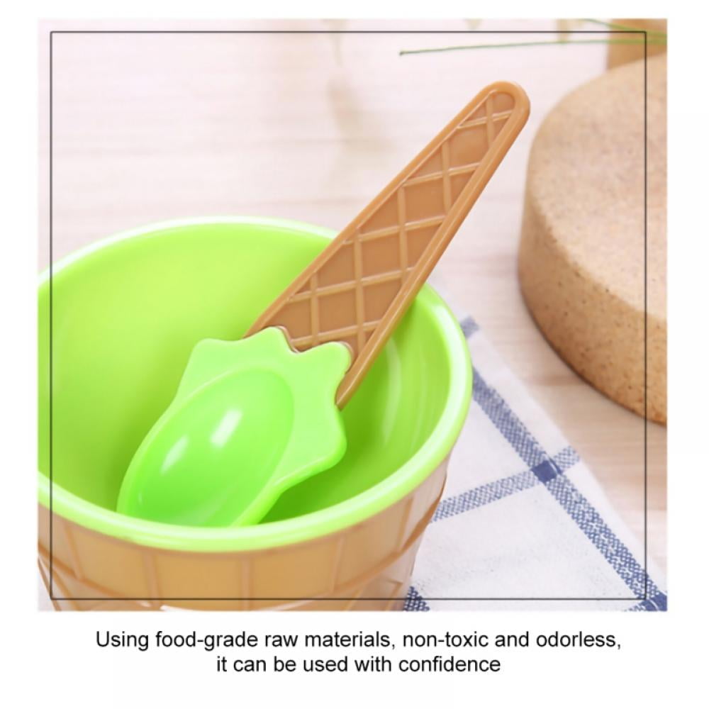 Gwong Creative Cute Ice Cream Bowl + Spoon Kids Children Summer Party  Dessert Cup Gift(Green)