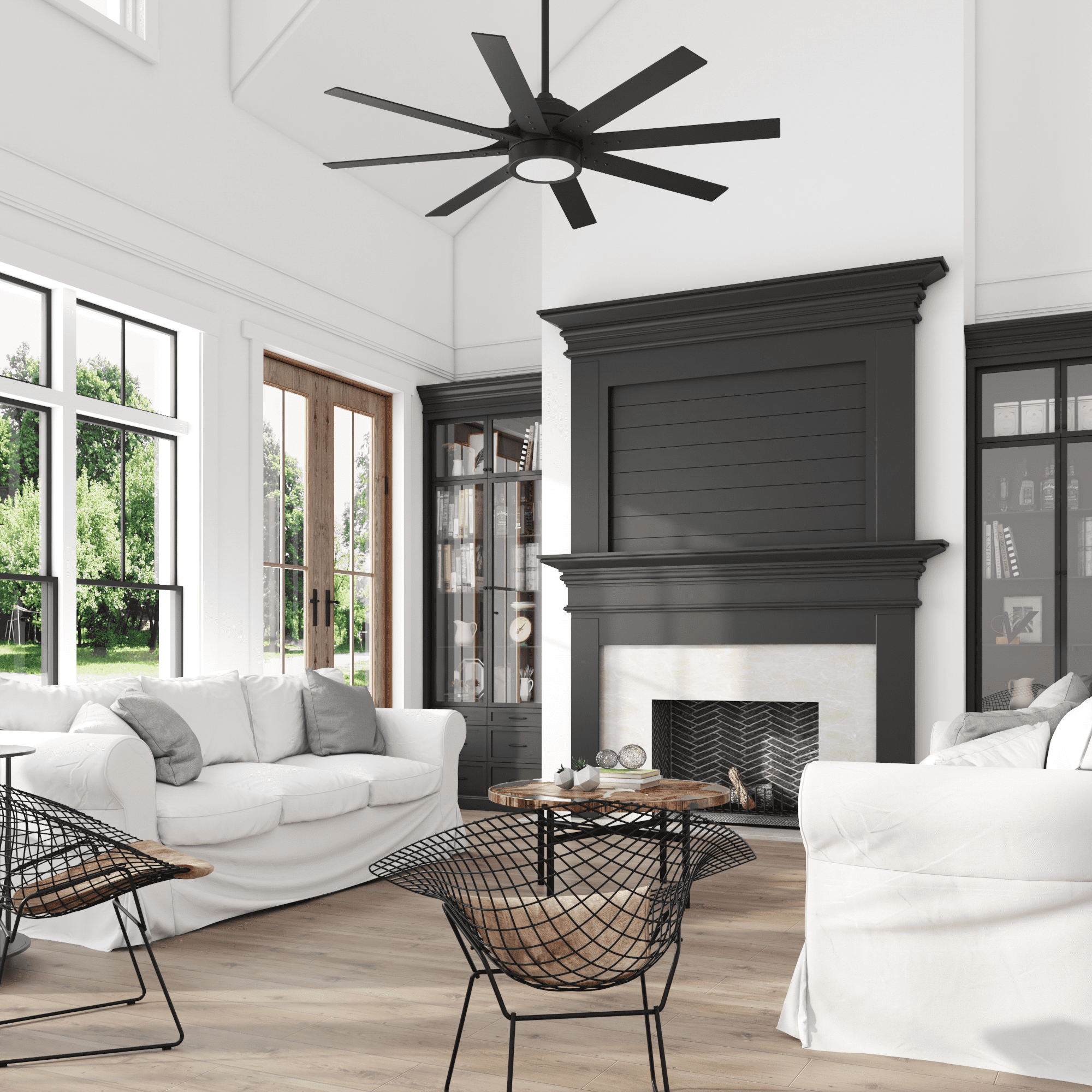 Better Homes & Gardens 62'' Black Modern LED Angled Indoor Ceiling Fan with Remote