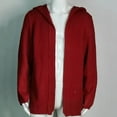 thumbnail image 4 of LpwkSSA Hooded Knitting Cardigan Coat for Men Thin Sweater Coat with Pockets Long Sleeve Solid Color Hoodie Loose Fit Coat Red L, 4 of 4