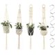 thumbnail image 1 of Juego de 4 colgadores de macramé para plantas, decoración bohemia para el hogar, cuerda de algodón hecha a mano, 4 ganchos para colgar incluidos, diseño flexible para varias formas de macetas, anillo, 1 of 8