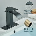 thumbnail image 4 of Bathroom Sink Faucet Waterfall Spout Hold & Cold Mixer Tap Single Handle Modern Lavatory Vanity Sink Faucet with Hose Deck Plate for 1 or 3 Holes, Matte Black, 4 of 10