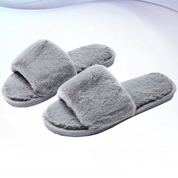 Toyvian 1 Pair of Home Slippers Grey TPR Anti-Slip Family Slippers for Indoor Use