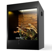 65 Gallon Bearded Dragon Tank, PVC Reptile Enclosure Terrarium with Front Opening, Tempered Glass Sliding Door and Screen Top 36x23.6x17.7 for Leopard Geckos Snakes Ball Pythons Lizards