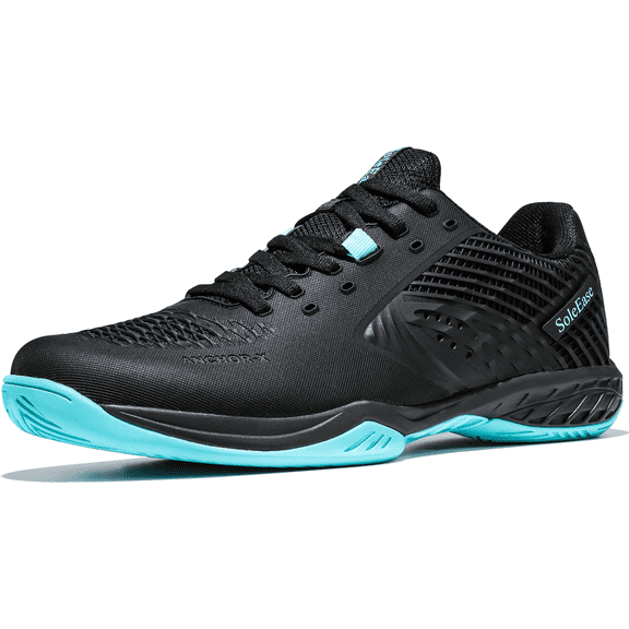 Wide Tennis Pickleball Shoes for Men & Women, Lightweight Breathable Non-Slip Badminton Sneakers, All Court Indoor & Outdoor Black