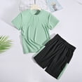 thumbnail image 2 of Tank Top Set for Girls, Solid Color Bubble Ruffle Trim Round Neck and Shorts 2-Piece Summer Casual Outfit for Kids, 2 of 5