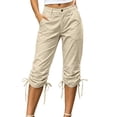 thumbnail image 6 of DailyTrove Women's Drawstring Capri Pants, Casual Summer Denim Cropped Pants, 6 of 6